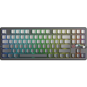 Resim Aula F87 Pro V2 Mekanik Rgb Tkl Graywood V4 Switch Kablosuz Makrolu Hot Swap Klavye Gradyan Gri 