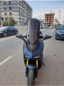 Resim Motocam Yuki Huracan Tr250 Siperlik Ön Cam 2022 2024 Model 62cm Siyah Renkli 4mm 