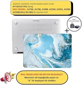 Resim McStorey MacBook Pro 13 Mermer Desenli Kılıf A1706 A1708 A1989 A2159 A2251 A2289 A2338 M1 M2 Uyumlu İnce Hafif Sert Kapak Koruyucu Kılıf R-847 
