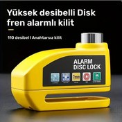 Resim Dream011 Kırmızı Taşınabilir Alarmlı Bisiklet Disk Fren Kilidi Titreşim Sensörlü Metal Kılıf 
