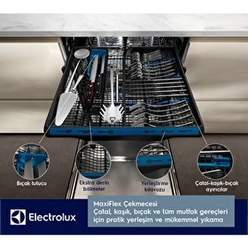 Resim Electrolux ESM89400SX MaxiFlex SatelliteClean AirDry C Enerji 8 Program 14 Kişilik XXL Bulaşık Makinesi Inox 