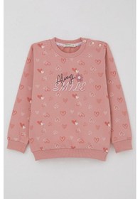 Resim Breeze Kız Çocuk Sweatshirt Kalp Desenli Yazı Baskılı 1.5-5 Yaş, Gülkurusu Gül Kurusu 