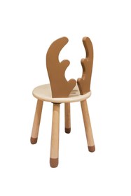 Resim Woodnjoy Wood & Joy Doğal Ahşap Renkli Çocuk Sandalye Geyik 