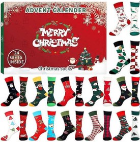 Resim 2024 Noel Komik Yenilik Çorapları Advent Takvimi, Yetişkinler İçin Noel Geri Sayım Çorap Seti Kör Kutu Hediyesi 