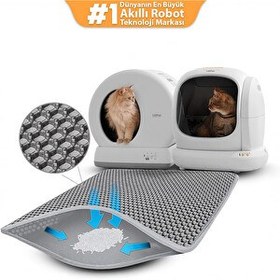 Resim UBPet Elekli Hazneli Kedi Kumu Paspası - Tüm Kedi Tuvaletleri ile Uyumlu Yıkanabilir 