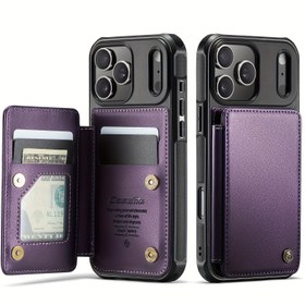 Resim For Iphone 17/Air/16/15/14/13/12/11 Pro Max için Kartlıklı Cüzdanlı Kılıf, Hem Erkekler Hem de Kadınlar İçin Uygun, Ayaklık, Kart Yuvaları, RFID Koruması ve Darbeye Dayanıklı Güçlü Manyetik Toka İçerir. 