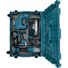 Resim Haktaş 6'lı Kömürsüz Akülü Set | Sunta Kesme + Dekopaj + Tilki Kuyruğu + Hilti + Matkap + Taşlama (4 Akü) HKT-747 