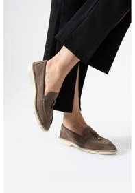 Resim Stato - Hakiki Süet Deri Loafer Vizon Kadın Ayakkab Vizon 