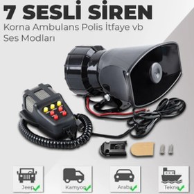 Resim C9 Profesyonel Her Araca Uyumlu Universal 7 Sesli Siren 24 VOLT 