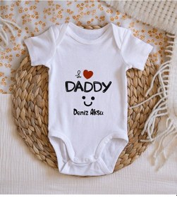 Resim Bitmeyenkartus Bk Kids Isimli I Love Daddy Tasarımlı Bebek Body Zıbın - Model 1 Beyaz 