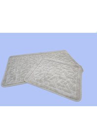 Resim Banyo Paspası Klozet Set 2'li Karo Vizon Desenli 