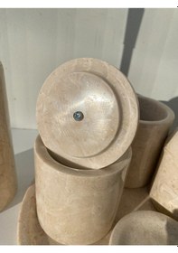 Resim Bej Renk 7 Li Mermer Banyo Seti Bej 