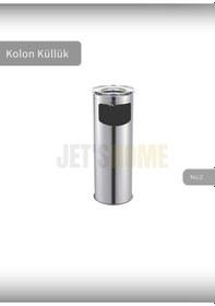 Resim Jet's Home Kolon Küllük Paslanmaz Dış Mekan Sigaralık Lüks Ayaklı Küllük No:2 Çöp Kovası Kutusu Gri 