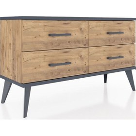 Resim Arges Şifonyer 4 Raflı 88x30x48 Çam-antrasit/çam Antrasit/çam 