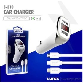 Resim Sunix S-310 Type-C Dijital Ekran Araç Şarz 2.4Amp 