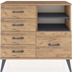 Resim Arges Şifonyer 2 Raflı 5 Çekmeceli 88x30x80 Çam-antrasit/çam Antrasit/çam 