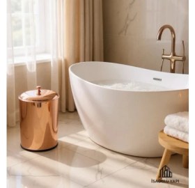 Resim İsaoğlu Yapı Bronz Çöp Kovası Banyo Mutfak Uyumlu Bakır Kova Klasik Vintage Model Metal 