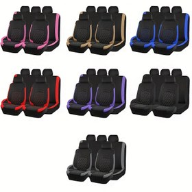 Resim Tüm mevsimler için evrensel araba koltuk kılıfları - Siyah, Kırmızı Detaylar, Dayanıklı Polyester Kumaş, Elde Yıkanabilir, Çoklu Araba Modelleri İçin Mükemmel, Araba Koltuk Kılıfları|Modern Araba Koltukları|Dokuma Dokusu 