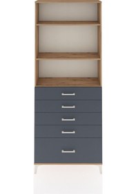 Resim Arges Dolap 3 Raflı 5 Çekmeceli 88x30x221 Çam-antrasit Çam 