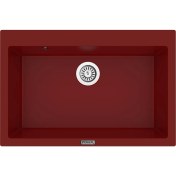 Resim POLEX Cristalüx Granit Evye P-X76 Bordo Tezgah Altı Ve Tezgah Üstü Mutfak Evyesi 75x50cm 