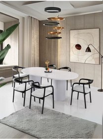 Resim Lucca Ahşap Masa Sandalye Takımı 90x200 Beyaz 