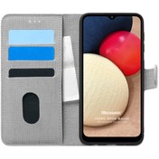 Resim Samsung Galaxy A02s Kılıf Fabric Book Wallet Gri Microsonic