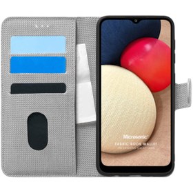 Resim Samsung Galaxy A02s Kılıf Fabric Book Wallet Gri 