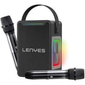 Resim Lenyes S857 Rgb Işıklı Çift Mikrofonlu Taşınabilir Tws Bluetooth Speaker Hoparlör V5.3 Siyah 