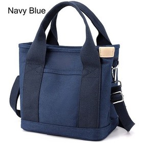 Resim Çok Cepli Lacivert Kanvas Tote Çanta Çok Renkli 