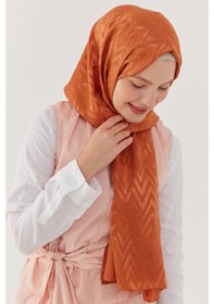 Resim Mirsoy Scarf Zikzak Desen Parlak Jakar Şal - Portakal Portakal Turuncu 
