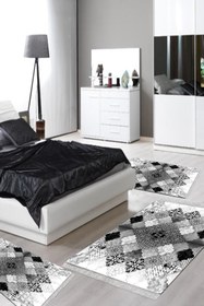 Resim Alanur Home Eko Trend Djt Yıkanabilir Kaymaz Taban 3 Lü Yatak Odası Takımı Mu120 Patchwork Gri 