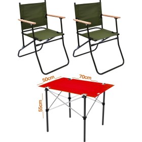 Resim 2 Adet 120 Kg Kapasiteli Katlanır Kamp Sandalyesi Ve 50x70 Kamp Masası Seti-2-as-5070-k Çok Renkli 