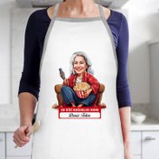 Resim Dizi Bağımlısı Anne Karikatürlü Mutfak Önlüğü 