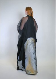 Resim Crystalia Özel Işıltılı Jakar Kumaş Ve İç Elbiseli Sendi Kumaş İkili Takım Abaya Çok Renkli 