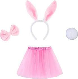 Resim NessiWorld Tavşan Tacı Eteği Papyonu ve Kuyruk Kostüm Seti Pembe Renk Çocuk Boy 
