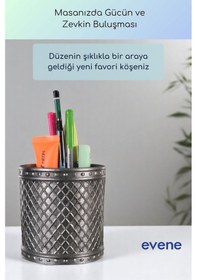 Resim Kalemlik Masa Kalemliği Organizer Kalemlik Gümüş Eskitme Renk Model 90 Çok Renkli 