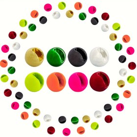 Resim Tika Spor 25 adet Tungsten Yuvalı Boncuk, 2.5-4.5mm Balık Bağlama Metalik Renkli Başlıklar, Nymph Balıkçılığı için Top Malzemesi, Balıkçılık Aksesuarı 