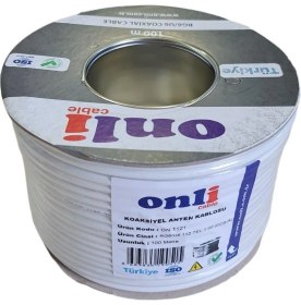 Resim Onli RG6U6 112TEL Beyaz Anten Kablosu 100METRE Yerli Üretim 