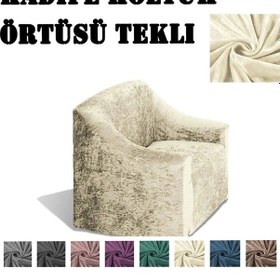 Resim Kadife Koltuk ,kanepe,çekyat Örtüsü,koltuk Kılıfı Tekli Krem 