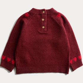Resim Örme Kuğu Desenli Bebek Kazak (0-3 Yaş) - Bordo / 9-12M 