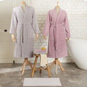 Resim Timeless Maren 5 Parça Bornoz/Baş/Ayak Havlusu Aile Seti Lila Gri 