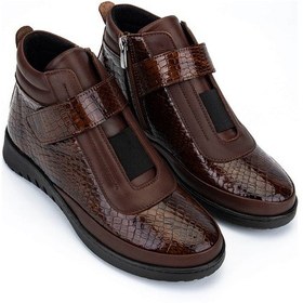 Resim Tamer Tanca Kadın Hakiki Deri Taba Rugan Kroko Bot 1053 7566 Bn Bot Sk25-26 Taba Rgn Kroko Bsk Taba 