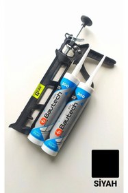 Resim Glax Tools 2 Adet Siyah Silikonize Mastik / Çekomastik (2X500 GR.) Silikon Tabancası 
