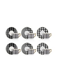 Resim N3504 Venis 6 Kişilik Kahve Fincan Takımı Beyaz - Siyah 