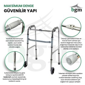 Resim BGM Tekerlekli Yürüteç Walker Hasta Yürüteci Yüksek Kalite Tekerlekli Katlanır Walker 