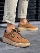 Resim KN Fashion Mp225 Kt Bağcıklı Süet Ortopedik Yüksek/kalın Taban Erkek Sneaker Taba 