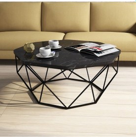 Resim Variant Diamond Metal Orta Sehpa - Siyah Mermer 