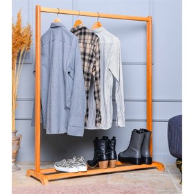 Resim Bysay Ahşap Elbise Askılığı Ayaklı Askılık Konfeksiyon Askılığı (large-naturel) 