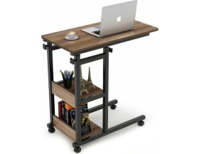 Resim servetavcı Yükseklik Ayarlı Raflı Laptop Sehpası ve Çalışma Masası - Ceviz (Tekerli) 