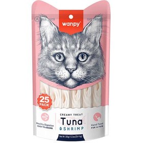 Resim Wanpy Creamy Treat Ton Balık ve Karidesli Likit Creamy Kedi Ödülü 25Li Paket (25 x 14 Gr) 